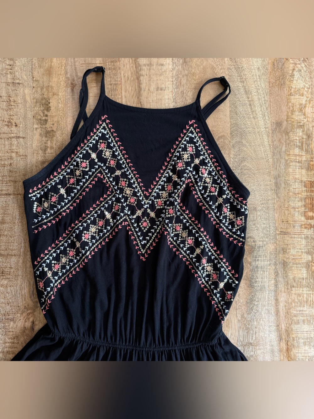 Forever 21 Black Embroidered Fit & Flare Dress Boho Sleeveless Size Small - Picture 6 of 11